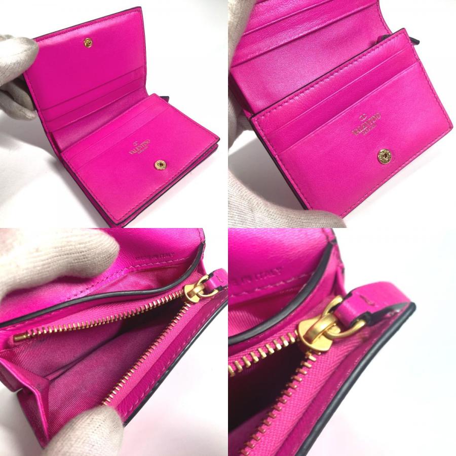 VALENTINO ヴァレンティノ スタッズ ロゴ コンパクトウォレット