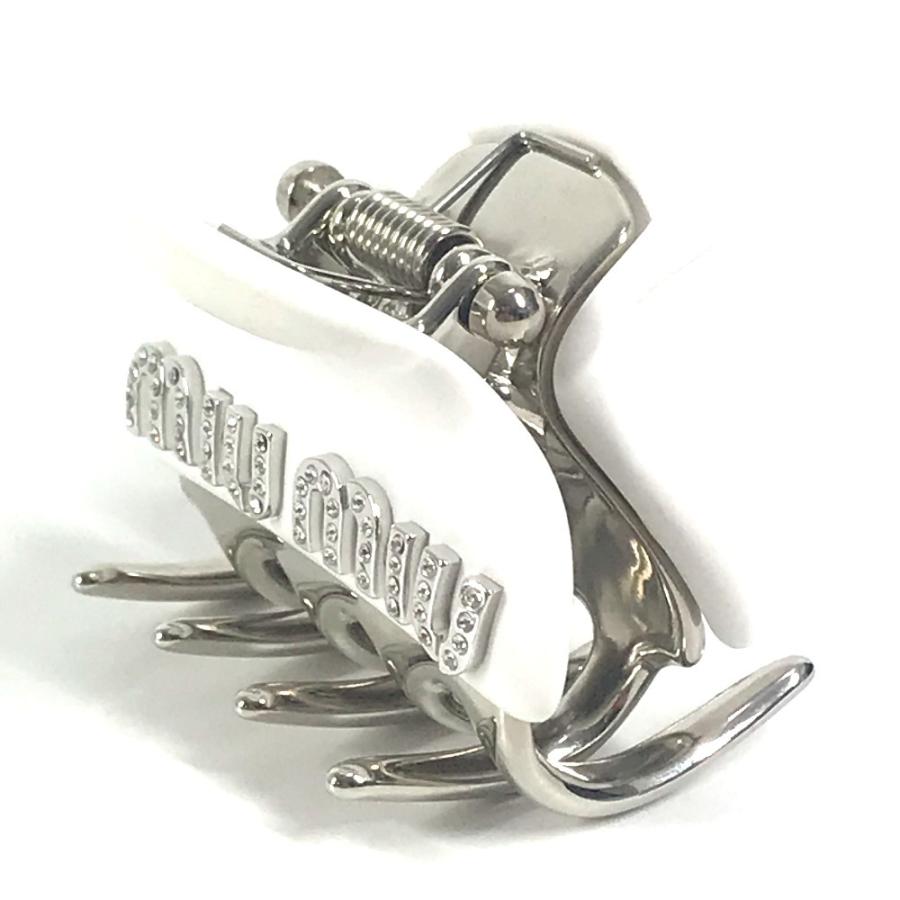 MIUMIU ミュウミュウ ロゴ ラインストーン ヘアクリップ ヘアアクセサリー ヘアピン ホワイト レディース【中古】 | miu miu | 01