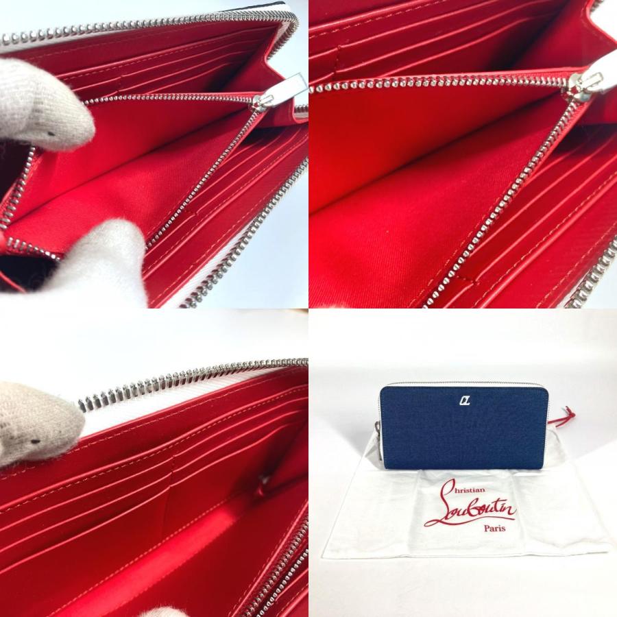 未使用 Christian Louboutin クリスチャンルブタン 1235496 ロゴ ラウンドファスナー ロングウォレット 長財布 ブルー レディース【中古】 | Christian Louboutin | 09
