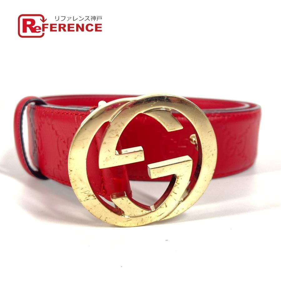 GUCCI グッチ 370543 GGバックル アクセサリー ダブルG グッチシマ ベルト レッド ユニセックス【中古】 | GUCCI