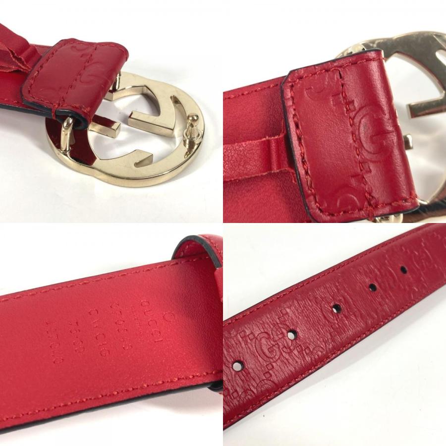 GUCCI グッチ 370543 GGバックル アクセサリー ダブルG グッチシマ ベルト レッド ユニセックス【中古】 | GUCCI | 08