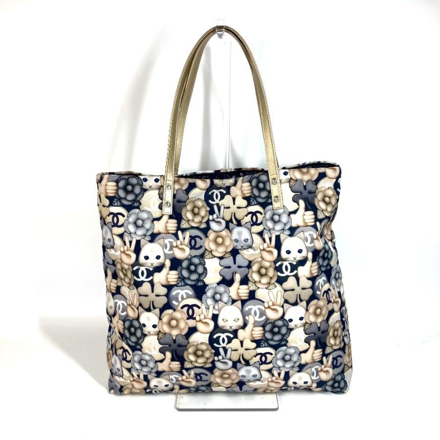 CHANEL シャネル キャット  シュペット　カメリア 猫 カバン ポーチ付き トートバッグ 肩掛け ショルダーバッグ ブルー レディース【中古】 | CHANEL | 01
