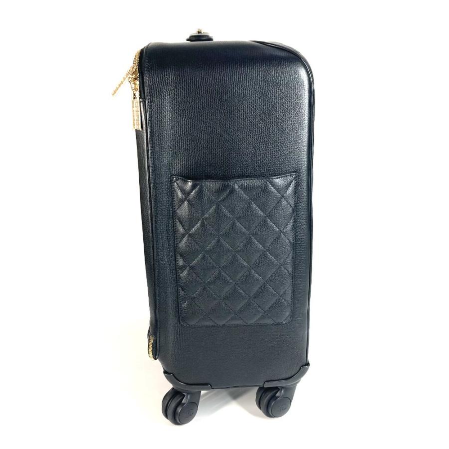 CHANEL シャネル CC ロゴ ココマーク スーツケース 4輪 旅行バッグ チェーン マトラッセ キルティング  キャリーバッグ ブラック 【中古】 | CHANEL | 02