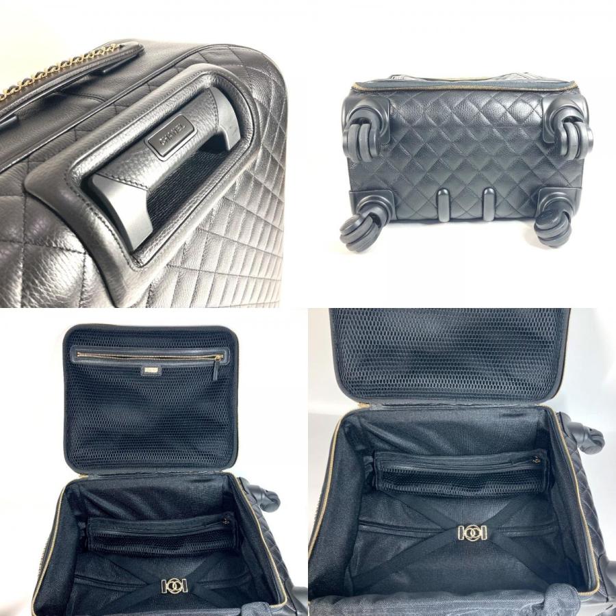 CHANEL シャネル CC ロゴ ココマーク スーツケース 4輪 旅行バッグ チェーン マトラッセ キルティング  キャリーバッグ ブラック 【中古】 | CHANEL | 08
