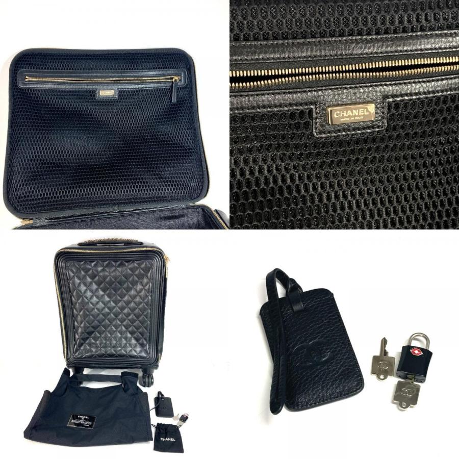 CHANEL シャネル CC ロゴ ココマーク スーツケース 4輪 旅行バッグ チェーン マトラッセ キルティング  キャリーバッグ ブラック 【中古】 | CHANEL | 09