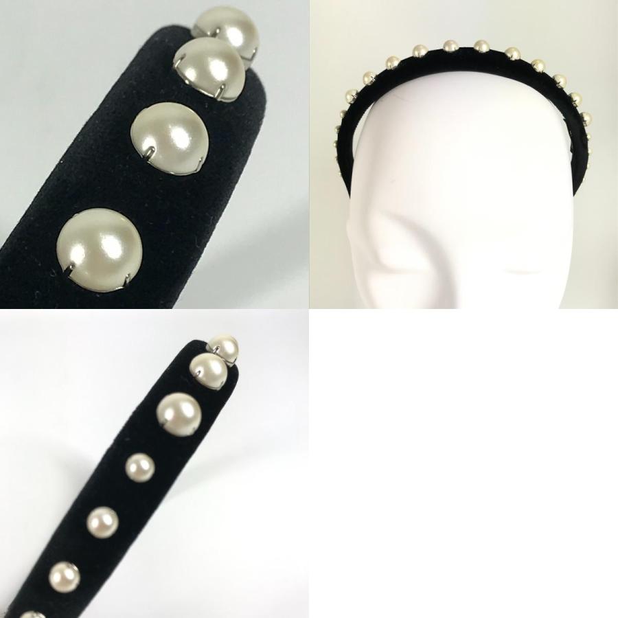 MIUMIU ミュウミュウ フェイクパール ヘアアクセサリー ヘアバンド ヘッドバンド カチューシャ ブラック レディース【中古】 | miu miu | 09