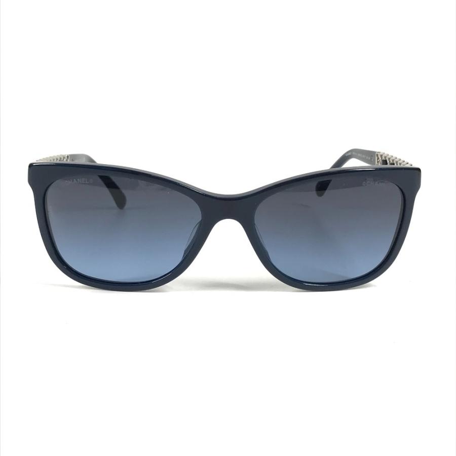 CHANEL シャネル 5260-Q-A CC ココマーク ロゴ チェーン めがね メガネ アイウェア 眼鏡  サングラス ネイビー レディース【中古】 | CHANEL | 01