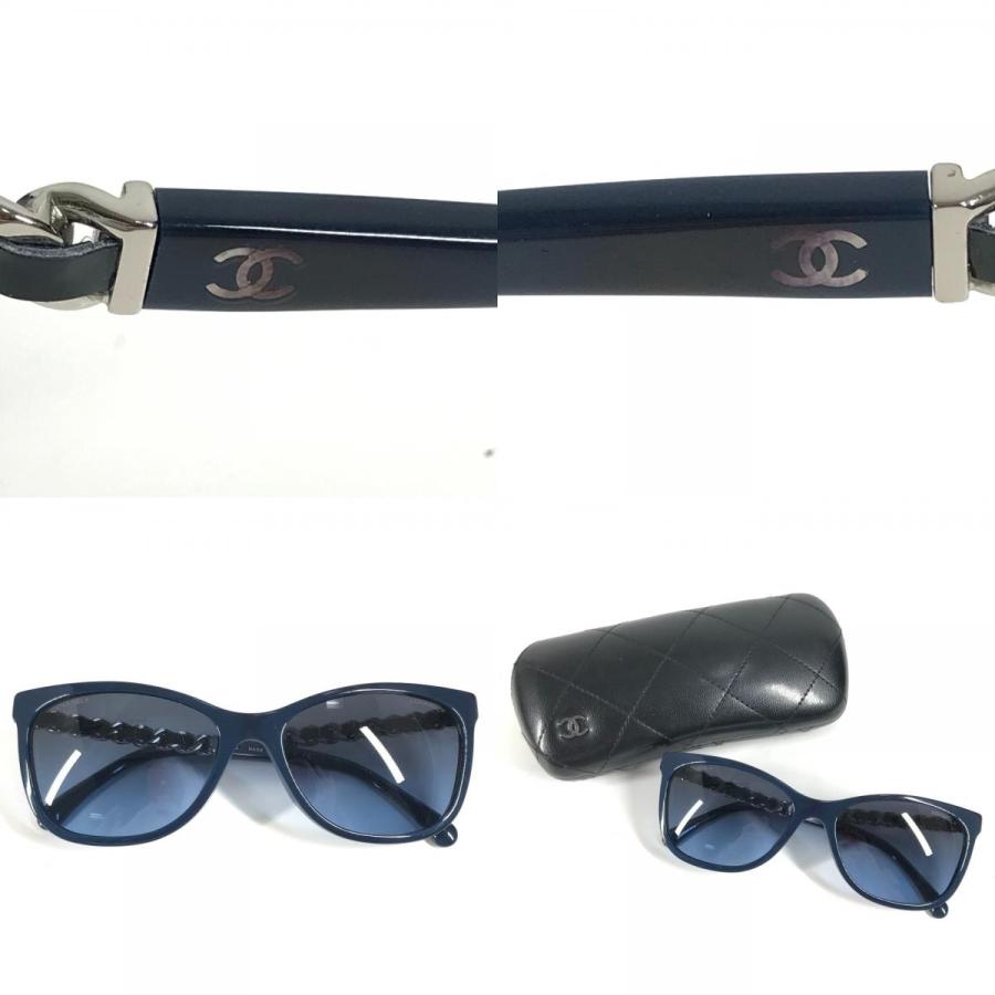 CHANEL シャネル 5260-Q-A CC ココマーク ロゴ チェーン めがね メガネ アイウェア 眼鏡  サングラス ネイビー レディース【中古】 | CHANEL | 09