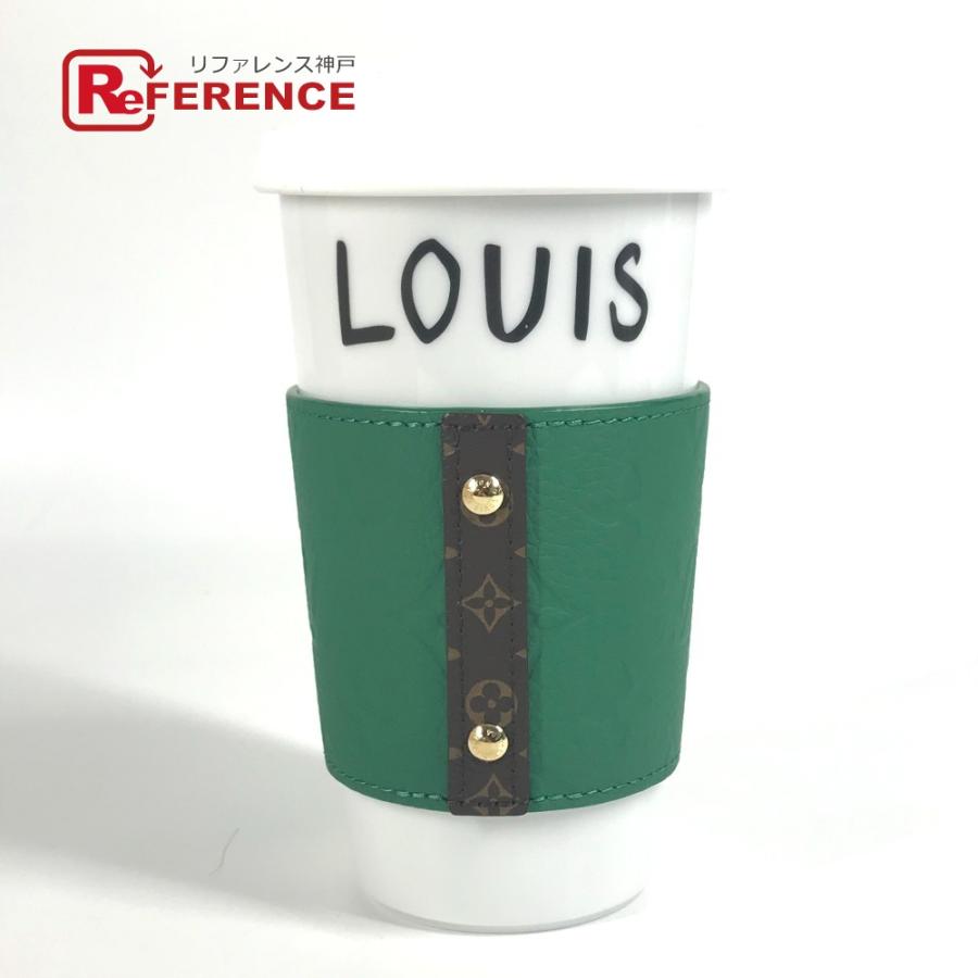 未使用 LOUIS VUITTON ルイヴィトン GI0909 モノグラム カップ ルイ スリーブ付き コップ インテリア タンブラー グリーン【中古】 | LOUIS VUITTON