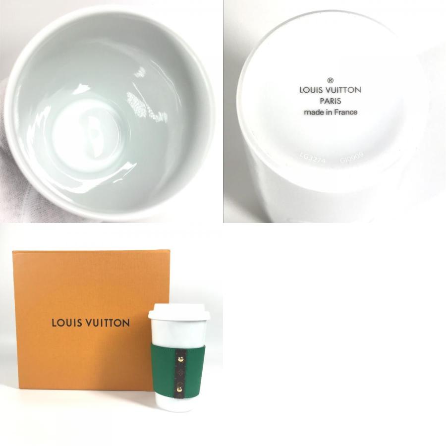 未使用 LOUIS VUITTON ルイヴィトン GI0909 モノグラム カップ ルイ スリーブ付き コップ インテリア タンブラー グリーン【中古】 | LOUIS VUITTON | 09