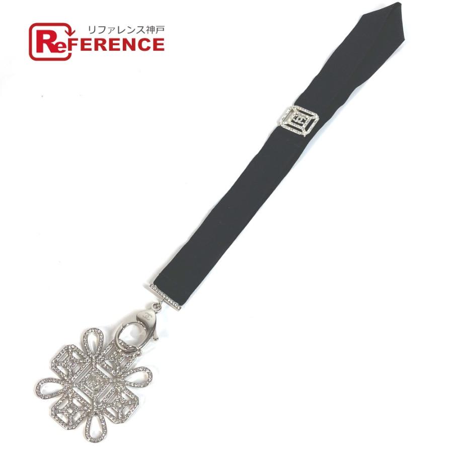 CHANEL シャネル ネックストラップ ネックレス CC ココマーク ラインストーン CC ココマーク ラインストーン ストラップ ブラック【中古】 | CHANEL