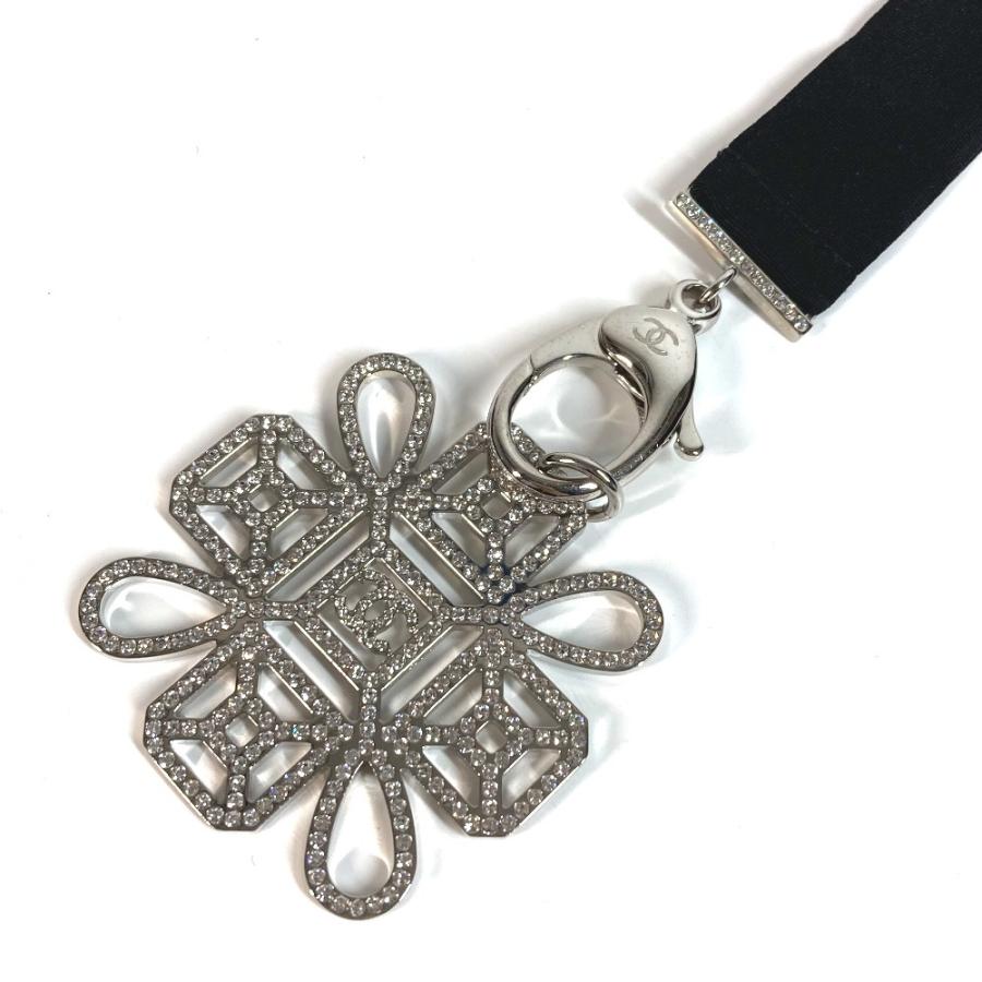 CHANEL シャネル ネックストラップ ネックレス CC ココマーク ラインストーン CC ココマーク ラインストーン ストラップ ブラック【中古】 | CHANEL | 02