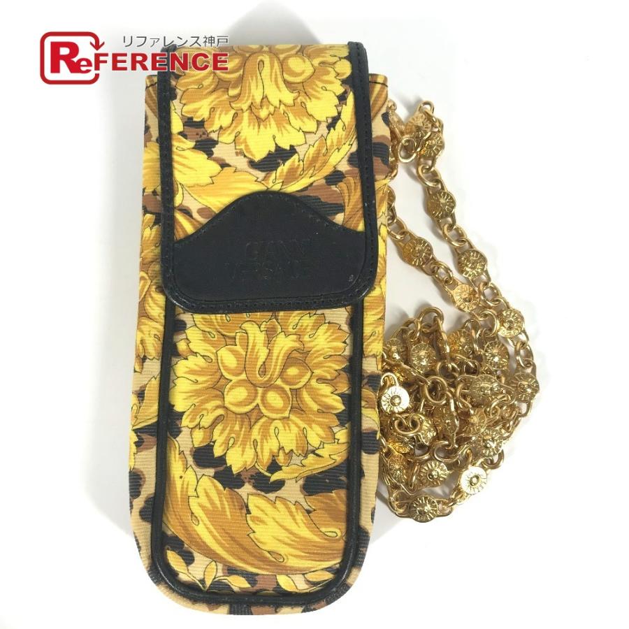 VERSACE ヴェルサーチ レオパード ヒョウ柄 ヒョウ ポーチ ポシェット ヴィンテージ ショルダーバッグ イエロー ユニセックス【中古】 | 