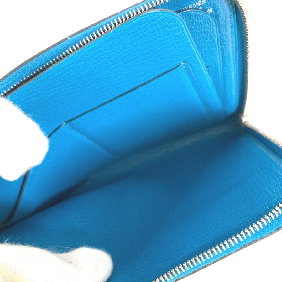 HERMES エルメス リミックスデュオ L字ファスナー コインケース付き 財布 小銭入れ コインケース ブルー ユニセックス【中古】 | HERMES | 07
