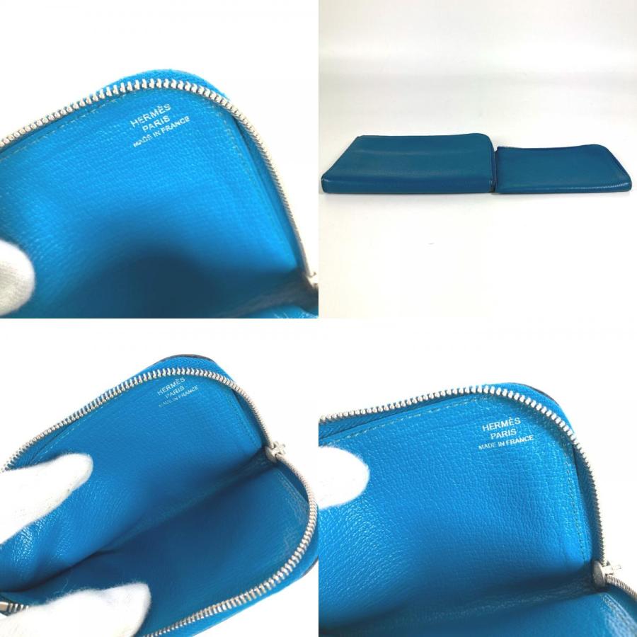 HERMES エルメス リミックスデュオ L字ファスナー コインケース付き 財布 小銭入れ コインケース ブルー ユニセックス【中古】 | HERMES | 09
