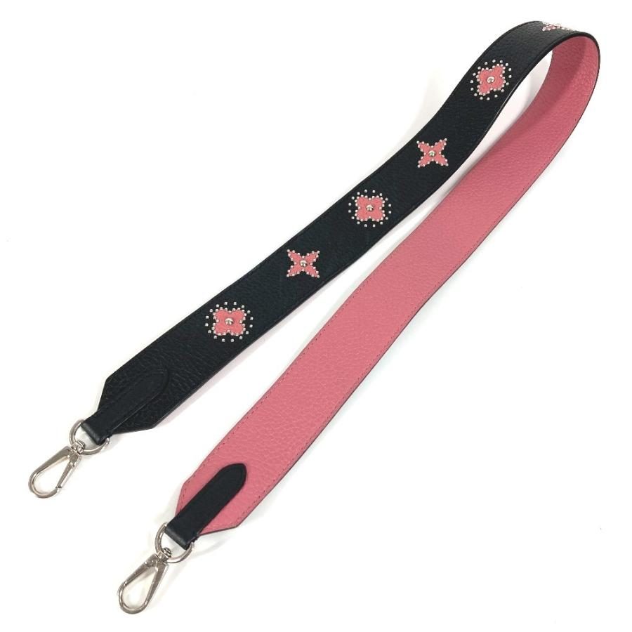 美品 LOUIS VUITTON ルイヴィトン スタッズ ロゴ モノグラムフラワー ショルダーストラップ ブラック レディース【中古】 | LOUIS VUITTON | 01