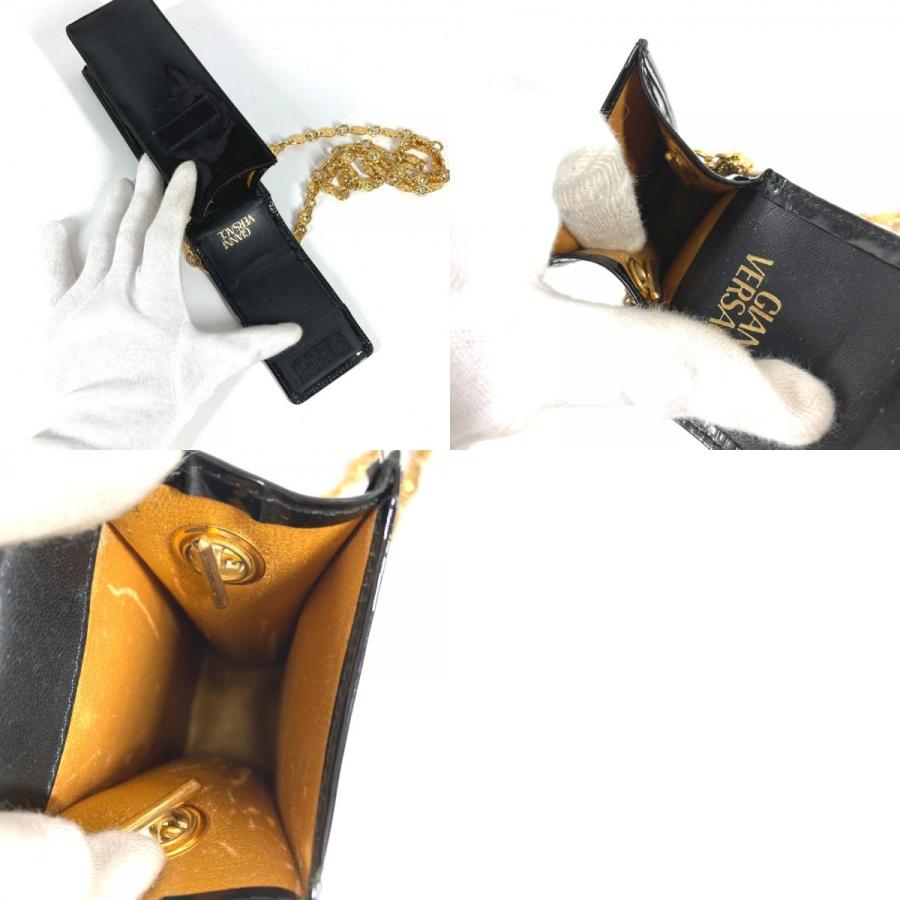 VERSACE ヴェルサーチ サンバースト ロゴ フォンバッグ カバン フラップ チェーンバッグ ヴィンテージ ショルダーバッグ ブラック 【中古】 |  | 09