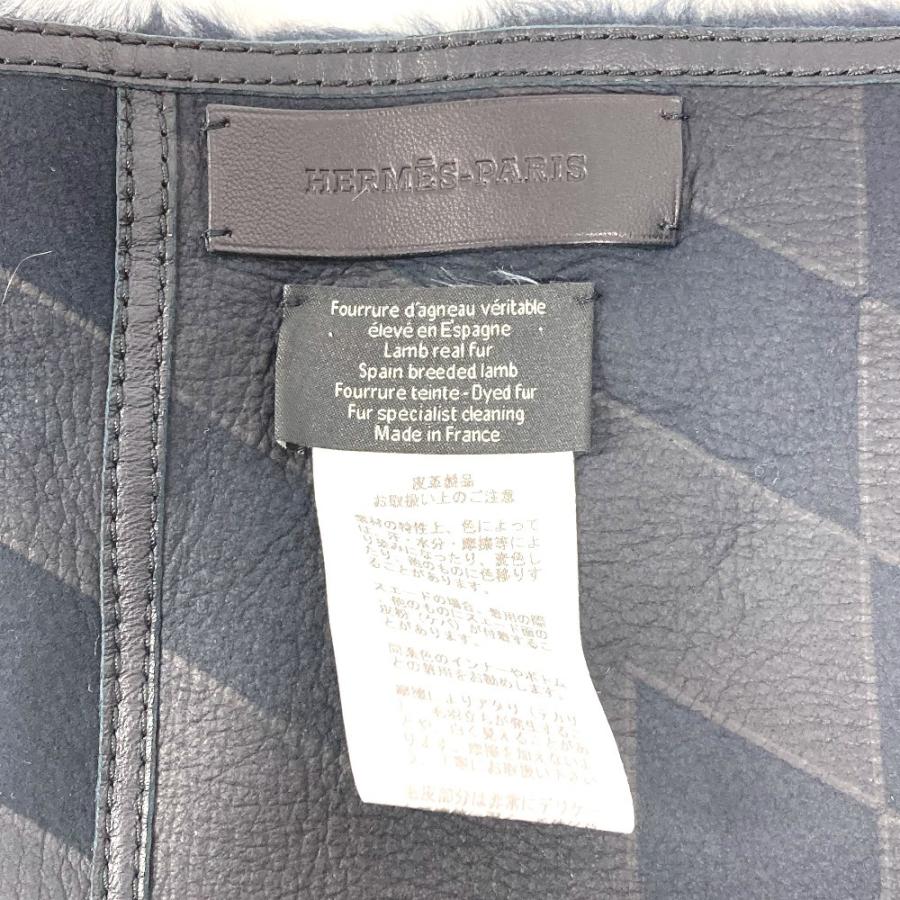 HERMES エルメス 革 ファー ショール ストール マフラー ブラック ユニセックス【中古】 | HERMES | 04