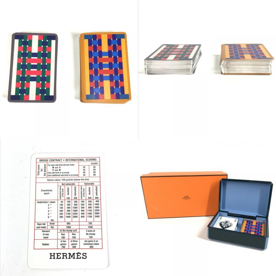 美品 HERMES エルメス H401148M  ファセットポーカーＨティサージュ トランプ ゲーム ポーカー インテリア ブルー・グラン【中古】 | HERMES | 09