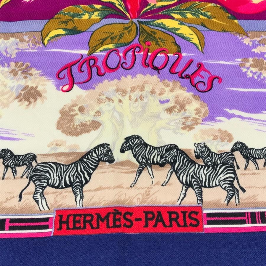 HERMES エルメス カレジェアン 140 カレジェアン140 ショール ストール 大判 スカーフ ブルー ユニセックス【中古】 | HERMES | 03