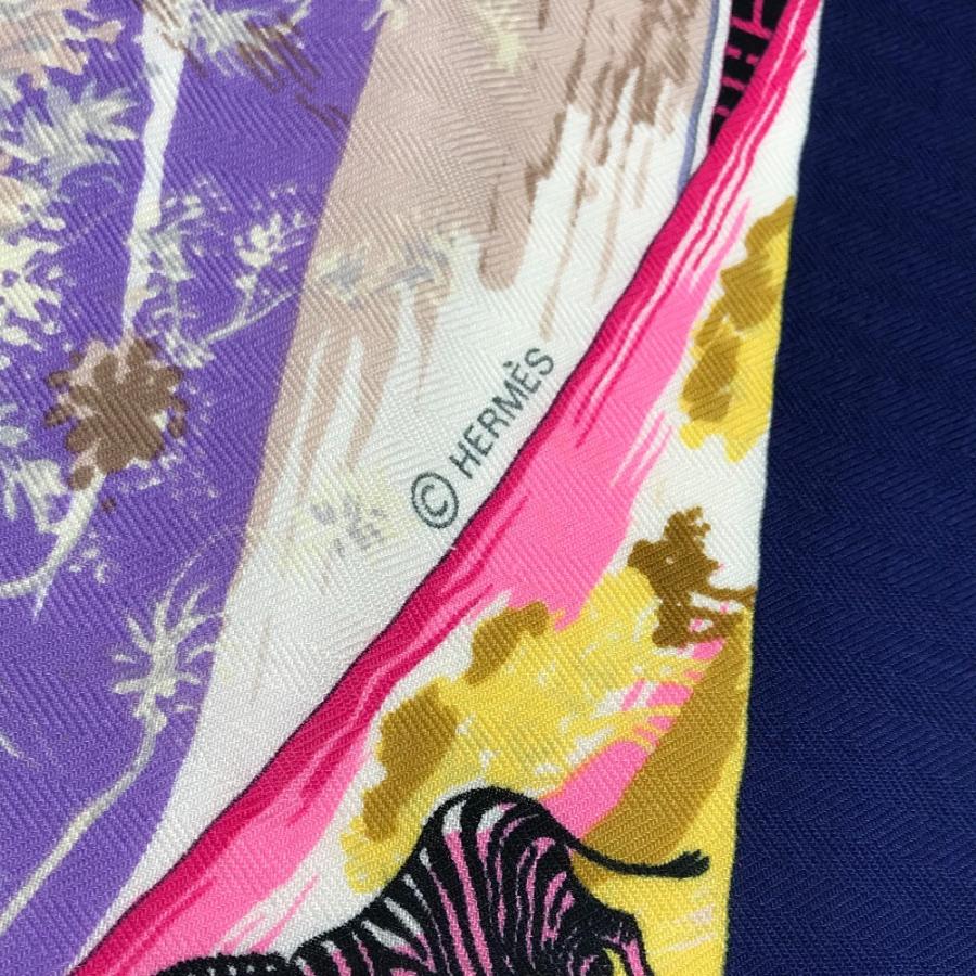 HERMES エルメス カレジェアン 140 カレジェアン140 ショール ストール 大判 スカーフ ブルー ユニセックス【中古】 | HERMES | 04