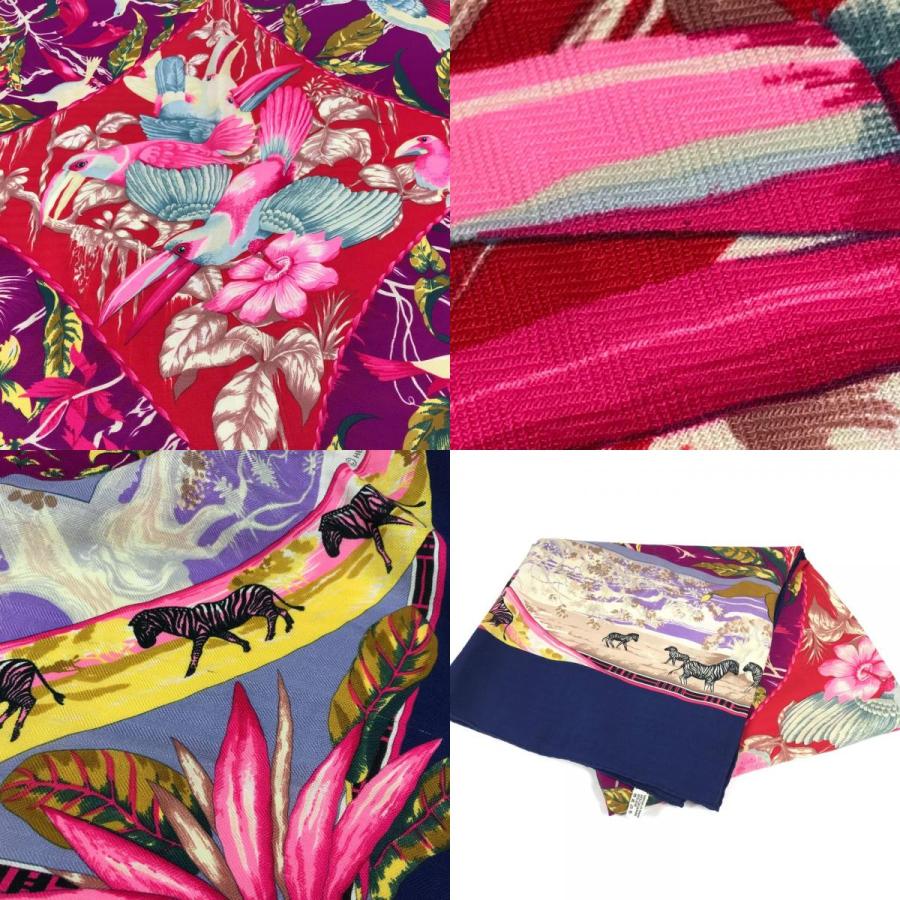 HERMES エルメス カレジェアン 140 カレジェアン140 ショール ストール 大判 スカーフ ブルー ユニセックス【中古】 | HERMES | 09