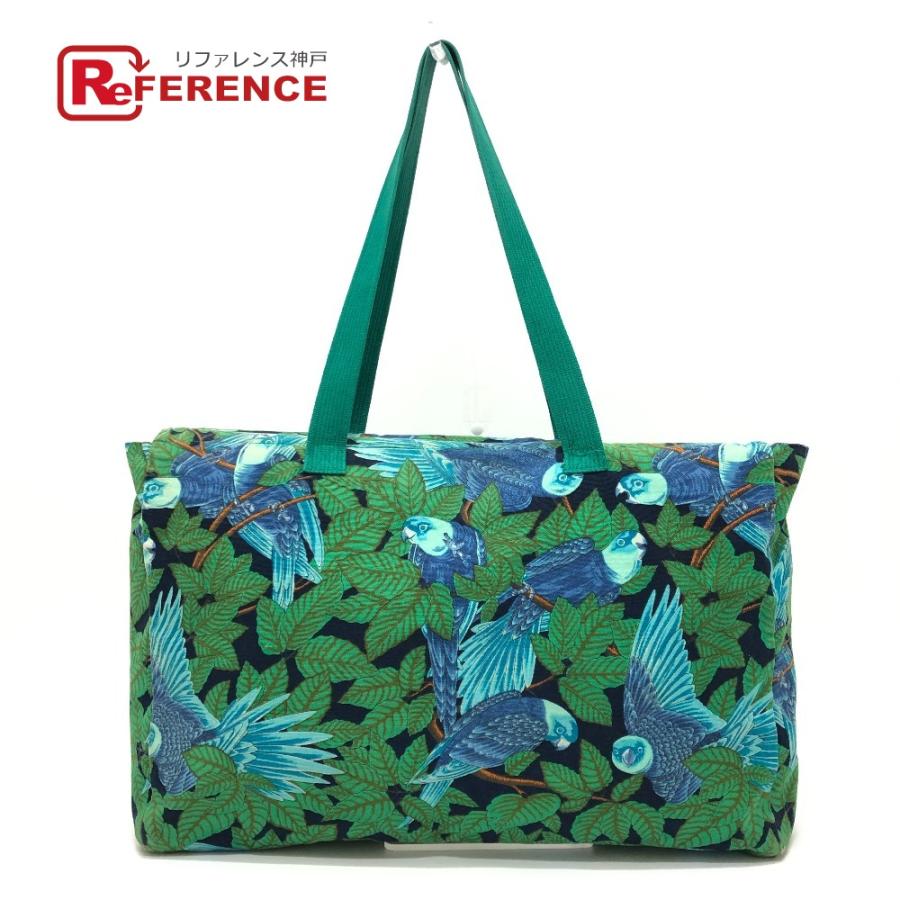 HERMES エルメス 鳥柄 カバン トートバッグ 肩掛け ヴィンテージ ショルダーバッグ グリーン レディース【中古】 | HERMES