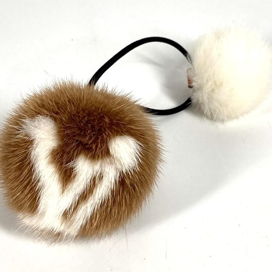 美品 LOUIS VUITTON ルイヴィトン M77738 シュシュヴィゾンLVコージー アクセサリー ヘアゴム ファー シュシュ マロン ブラウン【中古】 | LOUIS VUITTON | 02