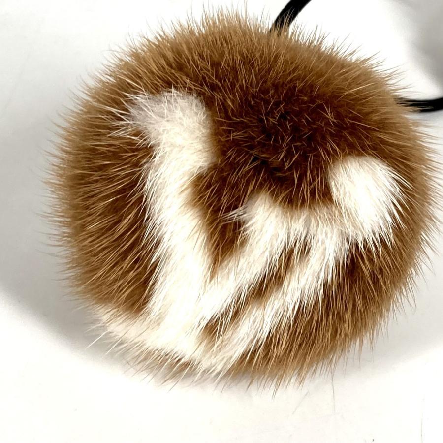 美品 LOUIS VUITTON ルイヴィトン M77738 シュシュヴィゾンLVコージー アクセサリー ヘアゴム ファー シュシュ マロン ブラウン【中古】 | LOUIS VUITTON | 03