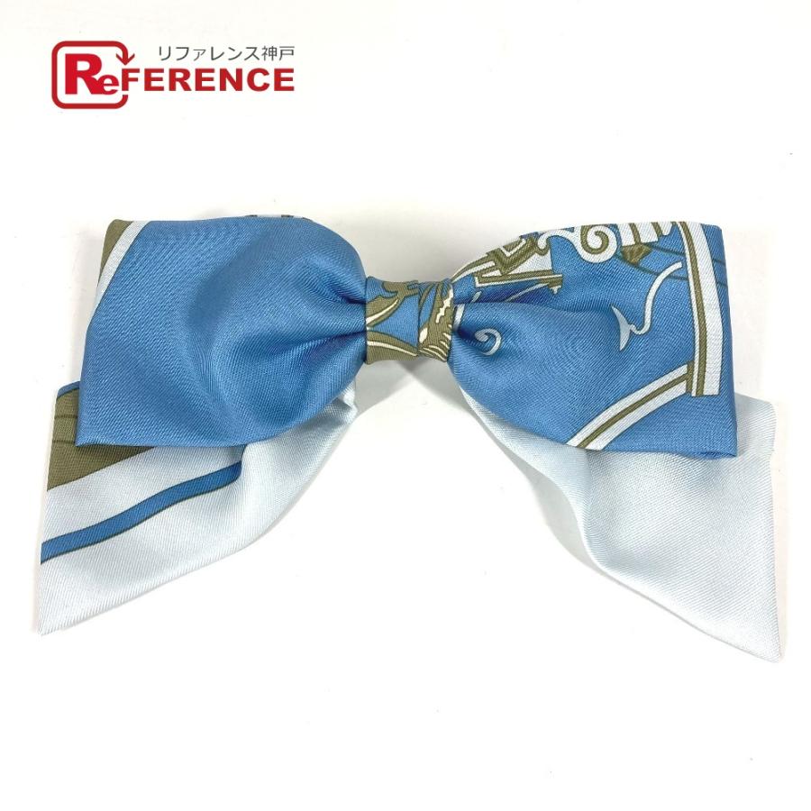 美品 HERMES エルメス バレッタ 《グルネル》エクスリブリス ヘアアクセサリー リボン りぼん エクスリブリス バレッタ ブルー 【中古】 | HERMES