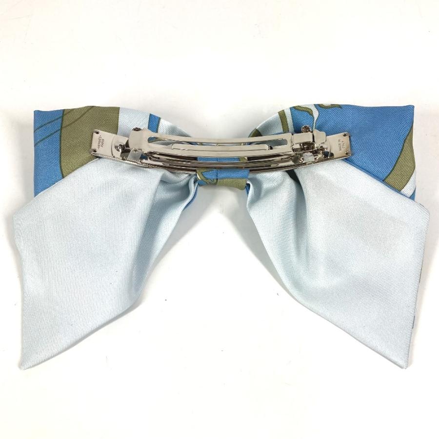 美品 HERMES エルメス バレッタ 《グルネル》エクスリブリス ヘアアクセサリー リボン りぼん エクスリブリス バレッタ ブルー 【中古】 | HERMES | 01