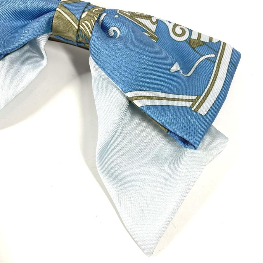 美品 HERMES エルメス バレッタ 《グルネル》エクスリブリス ヘアアクセサリー リボン りぼん エクスリブリス バレッタ ブルー 【中古】 | HERMES | 03