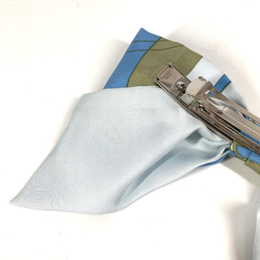 美品 HERMES エルメス バレッタ 《グルネル》エクスリブリス ヘアアクセサリー リボン りぼん エクスリブリス バレッタ ブルー 【中古】 | HERMES | 04