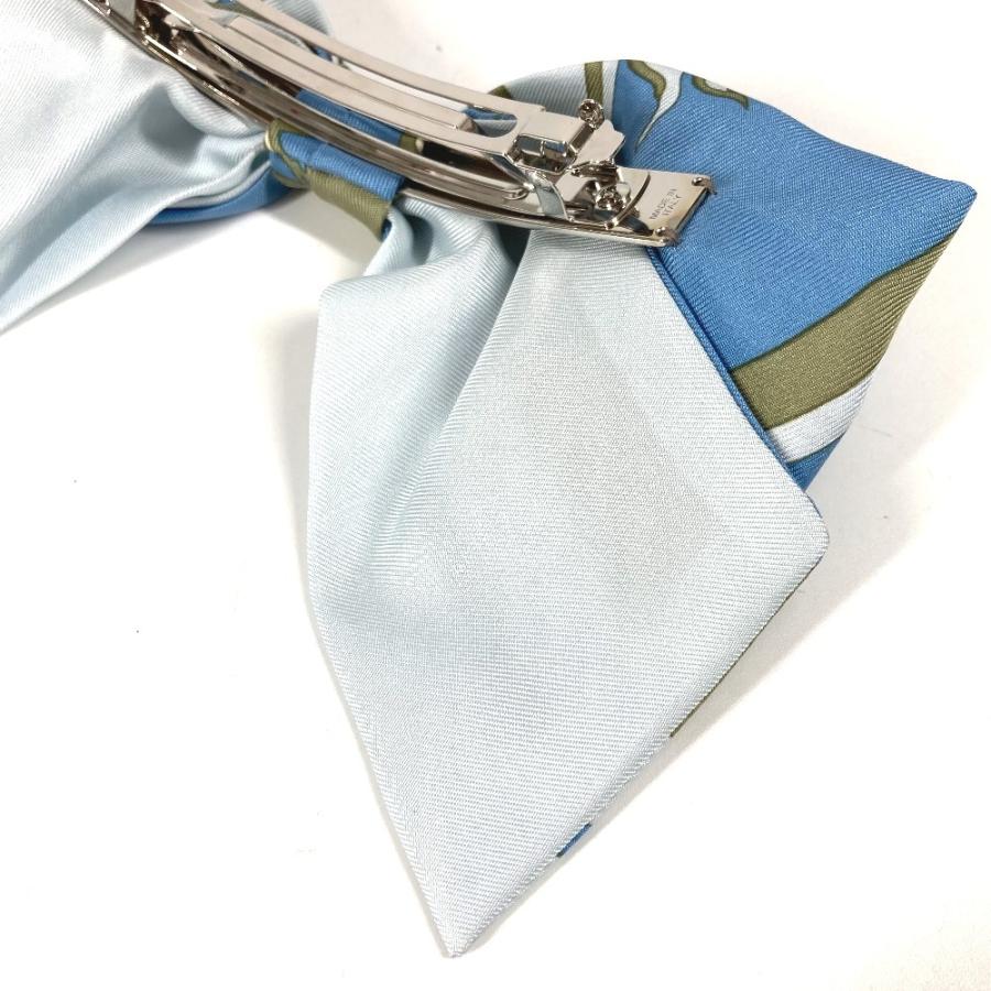 美品 HERMES エルメス バレッタ 《グルネル》エクスリブリス ヘアアクセサリー リボン りぼん エクスリブリス バレッタ ブルー 【中古】 | HERMES | 05