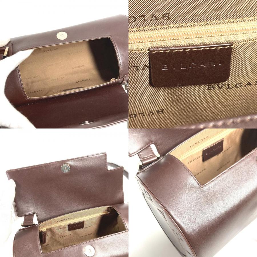 BVLGARI ブルガリ ロゴマニア 筒形 ドラム型 カバン フラップ ショルダーバッグ ブラウン ユニセックス【中古】 | BVLGARI | 08