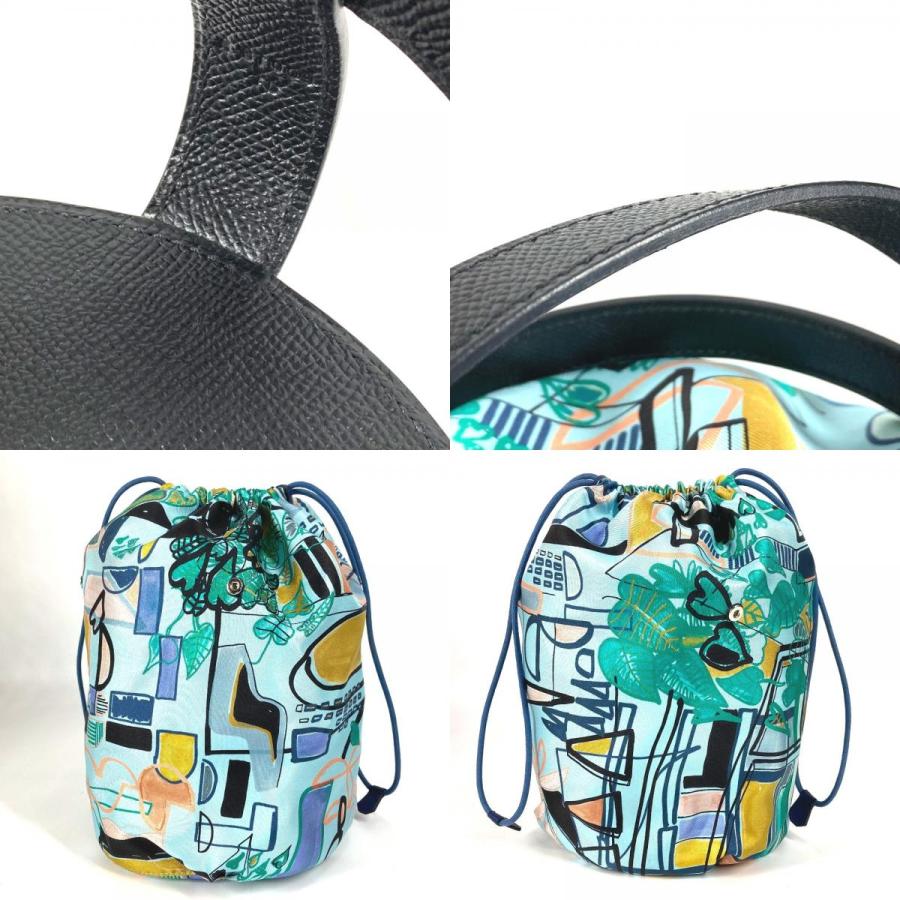 美品 HERMES エルメス ミュザルディーヌ  カバン 肩掛け バケツ ばけつ  巾着ポーチ付き ショルダーバッグ ネイビー レディース【中古】 | HERMES | 08
