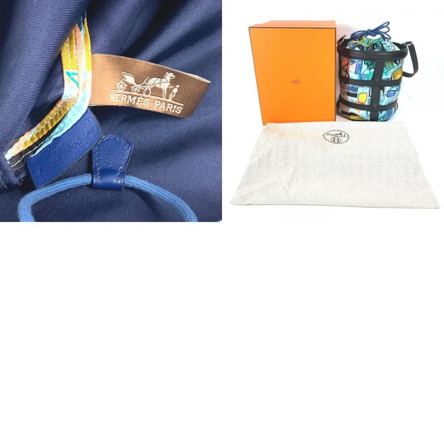 美品 HERMES エルメス ミュザルディーヌ  カバン 肩掛け バケツ ばけつ  巾着ポーチ付き ショルダーバッグ ネイビー レディース【中古】 | HERMES | 09
