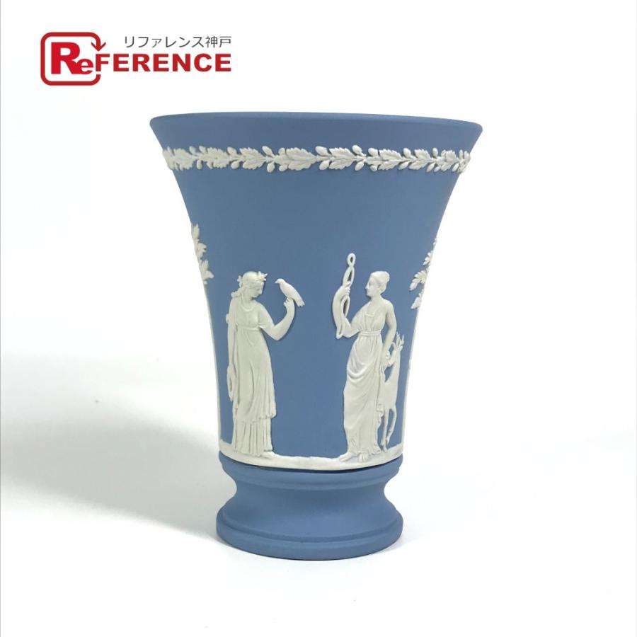 美品 WEDGWOOD ウエッジウッド ロゴ フラワーベース インテリア 花瓶 ブルー ユニセックス【中古】 | 