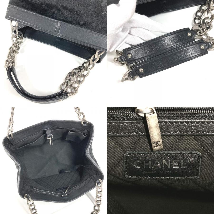 CHANEL シャネル CC ココマーク ロゴ  カバン 肩掛け ハンドバッグ トートバッグ Wチェーン ショルダーバッグ ブラック レディース【中古】 | CHANEL | 07