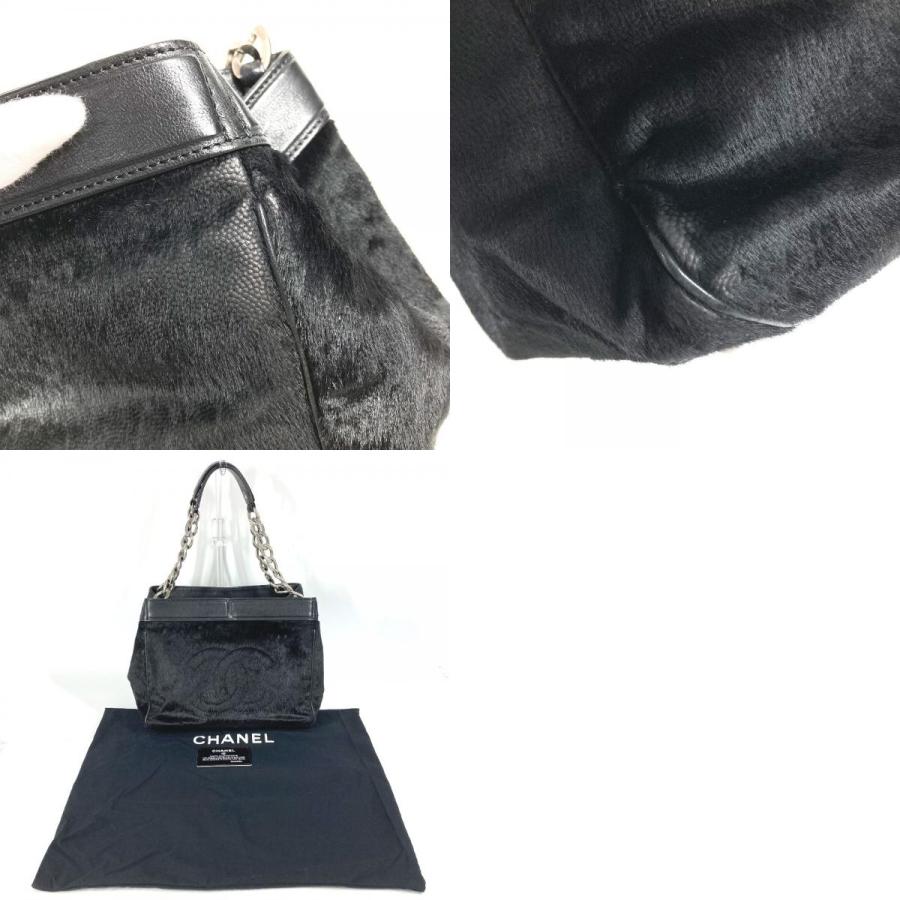 CHANEL シャネル CC ココマーク ロゴ  カバン 肩掛け ハンドバッグ トートバッグ Wチェーン ショルダーバッグ ブラック レディース【中古】 | CHANEL | 09