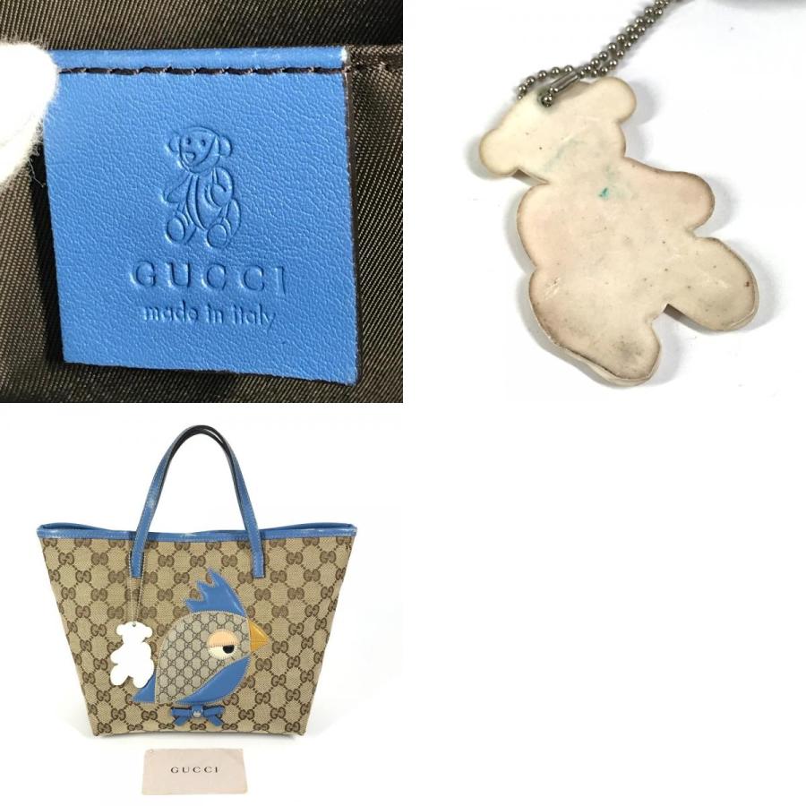 GUCCI グッチ 271101 パパガッロ オウム チャーム付き トートバッグ GG ハンドバッグ ブルー レディース【中古】 | GUCCI | 09