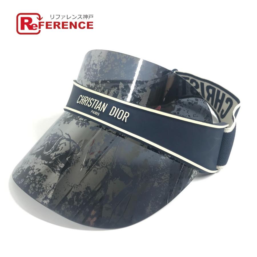 Dior ディオール ロゴ トワルドジュイ 帽子 ディオールクラブ DIOR CLUB サンバイザー ネイビー レディース【中古】 | 