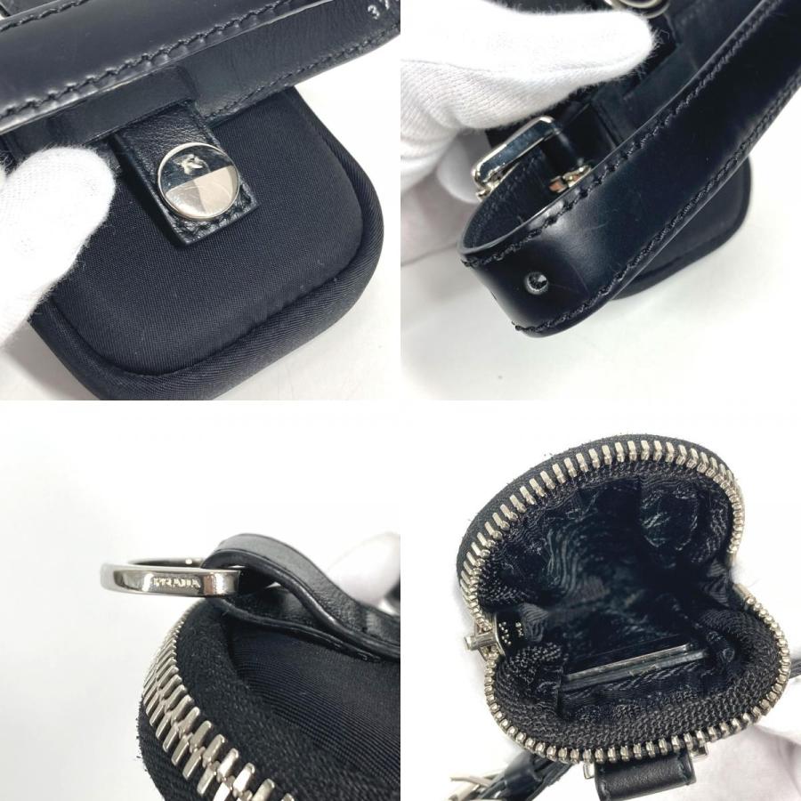 PRADA プラダ トライアングルロゴ 三角ロゴ プレート ベルト付き ミニ マルチポーチ ポーチ ブラック ユニセックス【中古】 | PRADA | 08