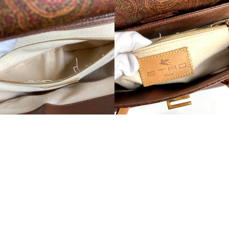 ETRO エトロ ロゴ ペイズリー柄 カバン トートバッグ ボストンバッグ フラップ ハンドバッグ ブラウン ユニセックス【中古】 | ETRO | 09