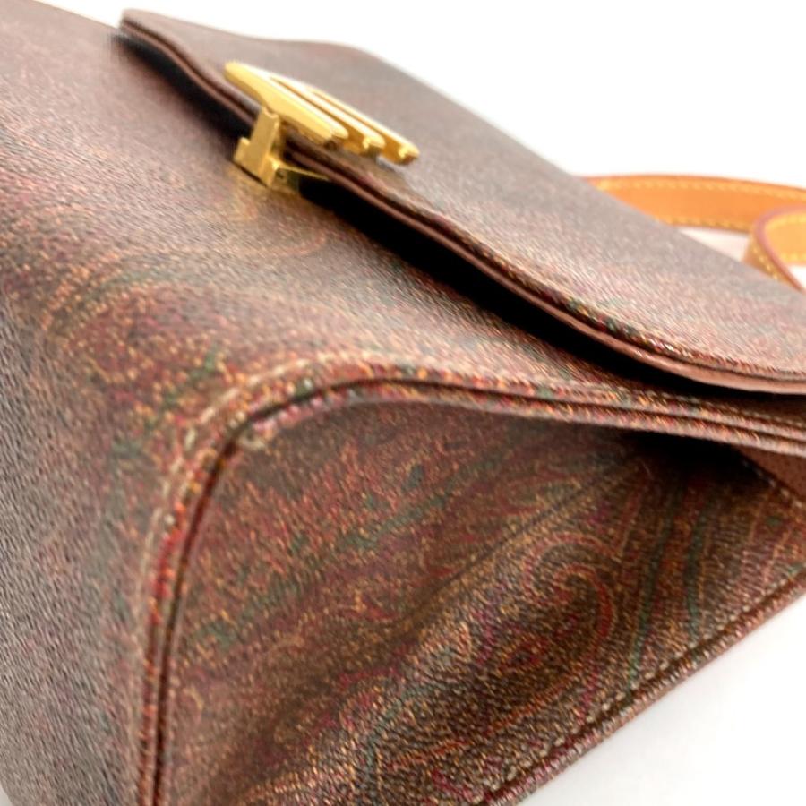 ETRO エトロ ロゴ ペイズリー柄 カバン 斜め掛け ポシェット フラップ ショルダーバッグ ブラウン レディース【中古】. | ETRO | 06