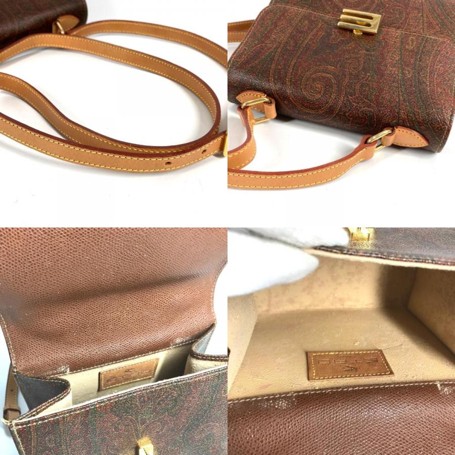 ETRO エトロ ロゴ ペイズリー柄 カバン 斜め掛け ポシェット フラップ ショルダーバッグ ブラウン レディース【中古】. | ETRO | 08