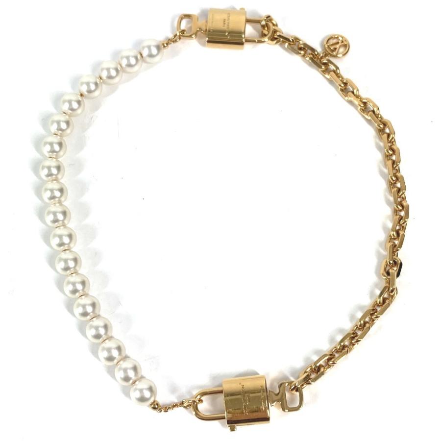 LOUIS VUITTON ルイヴィトン ネックレスパールロック 2WAY 2重ブレス ブレスレット チェーン LVロゴ ネックレス ホワイト【中古】 | LOUIS VUITTON | 01
