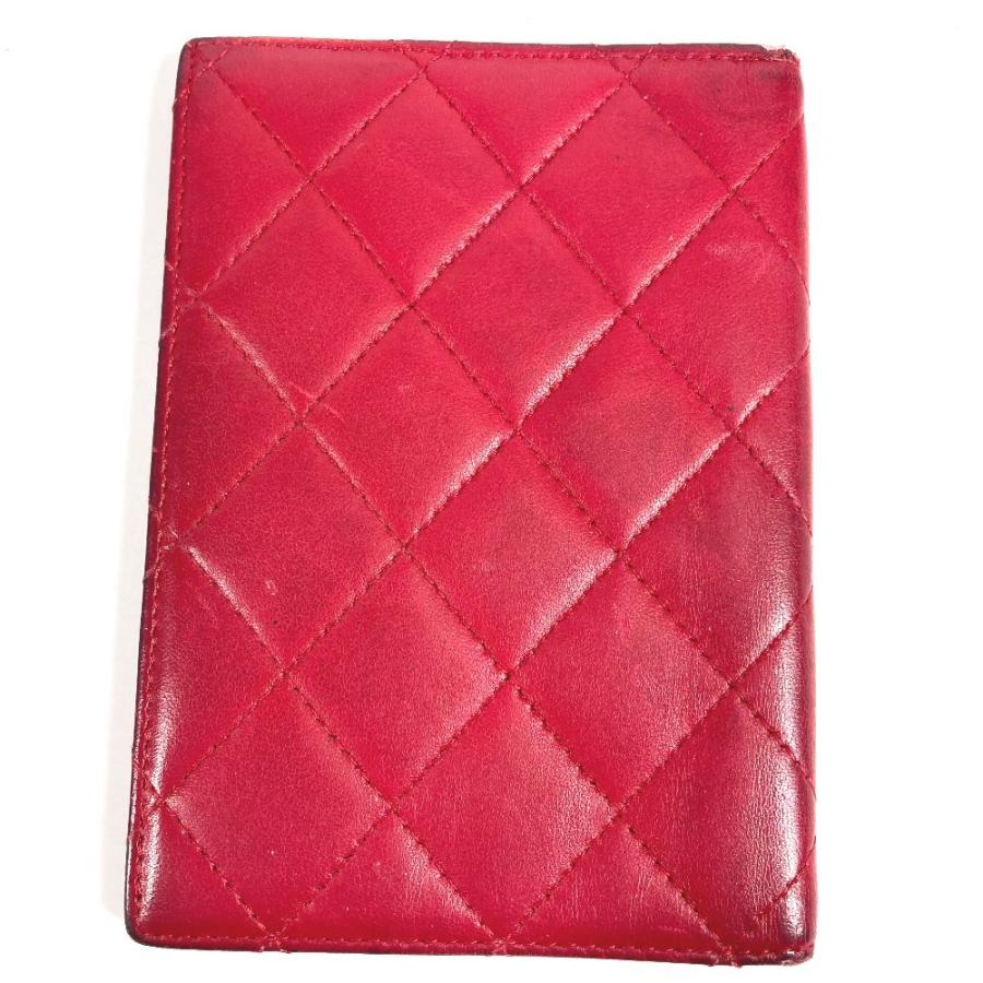 CHANEL シャネル CC ココマーク ロゴ マトラッセ キルティング 2つ折り カバー ステーショナリー パスポートケース レッド 【中古】 | CHANEL | 01