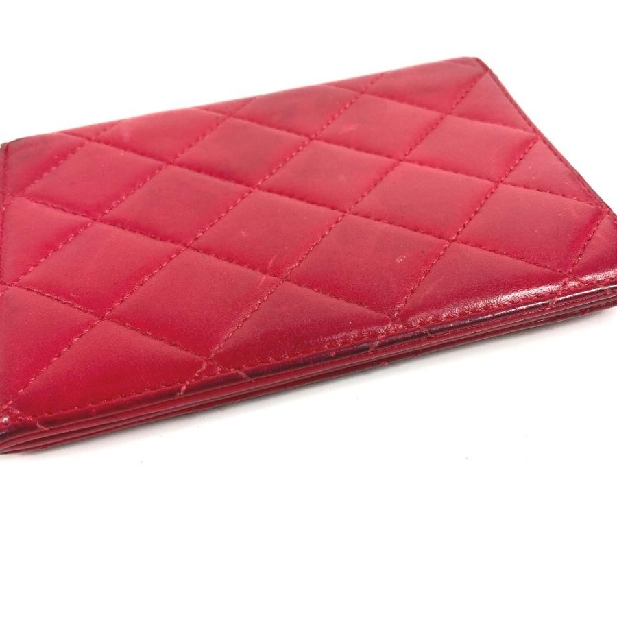 CHANEL シャネル CC ココマーク ロゴ マトラッセ キルティング 2つ折り カバー ステーショナリー パスポートケース レッド 【中古】 | CHANEL | 04