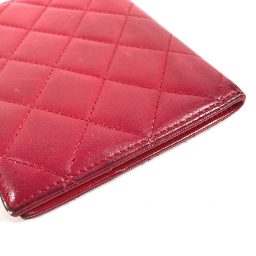 CHANEL シャネル CC ココマーク ロゴ マトラッセ キルティング 2つ折り カバー ステーショナリー パスポートケース レッド 【中古】 | CHANEL | 05